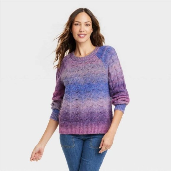 Knox Rose Sweaters - Knox Rose - Women's Marled Crewneck Sweater  XS Purple Multi